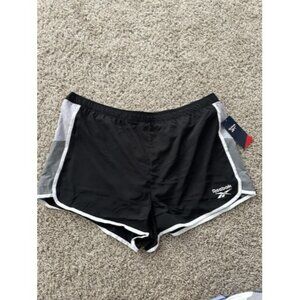 Reebok Womens Black Relaxed Shorts Running Active Plus Size XXL Drawstring